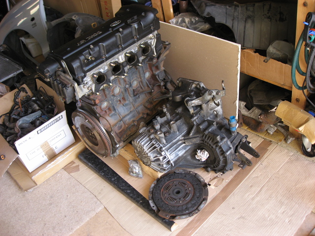 Engine, clutch and gearbox